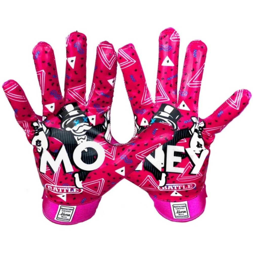 Money Man Battle Football Receiver Gloves Youth M